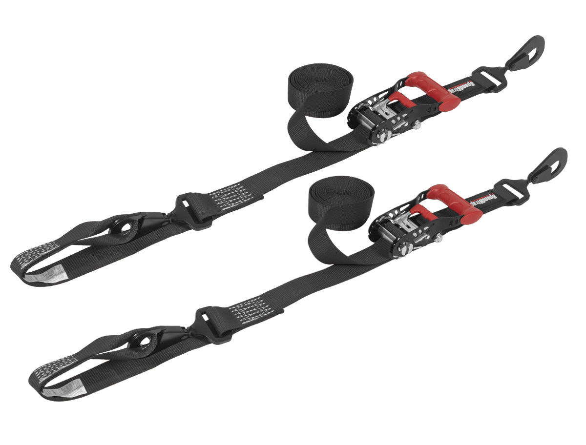 Speedstrap 38 mm Spannband mit Haken und Schlaufe, 300 cm, schwarz, (2er- Pack)