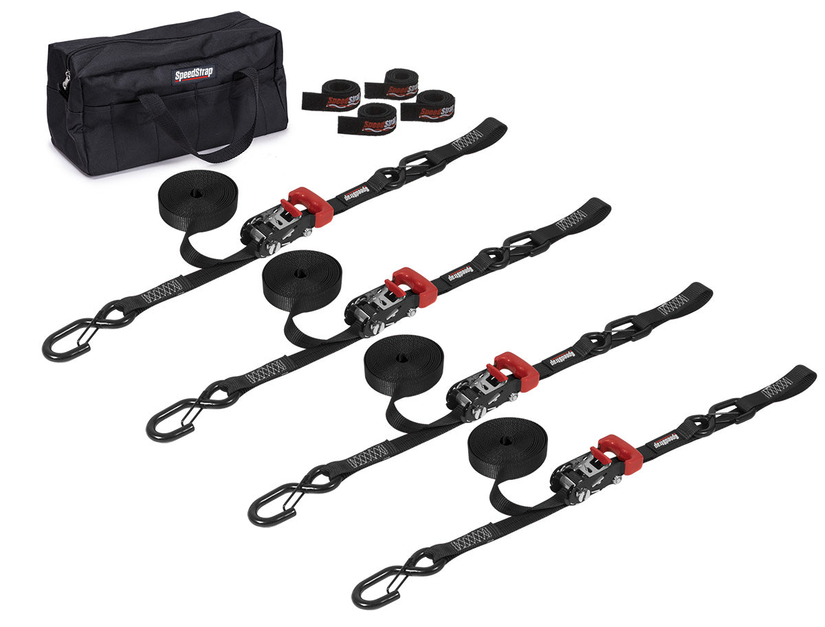 Speedstrap 25 mm Heavy Duty KIT, Ratschen-Spanngurt, S-Haken und Schlaufe, 450 cm, schwarz