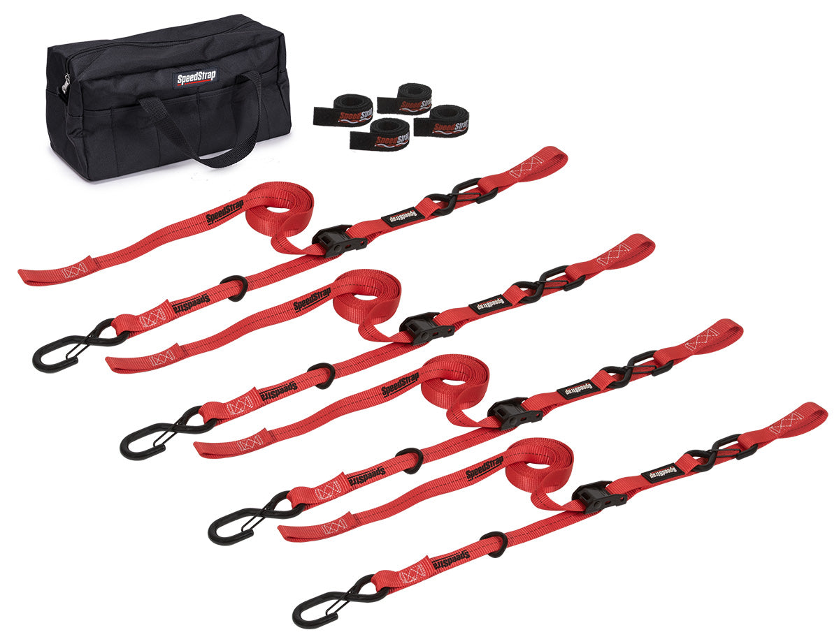Speedstrap 25 mm Cam-Lock Kit, Spanngurt, S-Haken und Schlaufe, 300 cm, rot