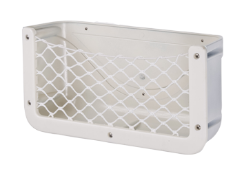 Allpa Kunststoff Staukasten, Weiß, Mit Schwarzem Eleastischem Netz, Abm. 370x185x100mm