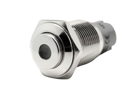Allpa Niro Punkt Led Druckschalter, (On)/Off, 24v, Bohrloch Ø16mm, Einbautiefe 36mm, Blau Led