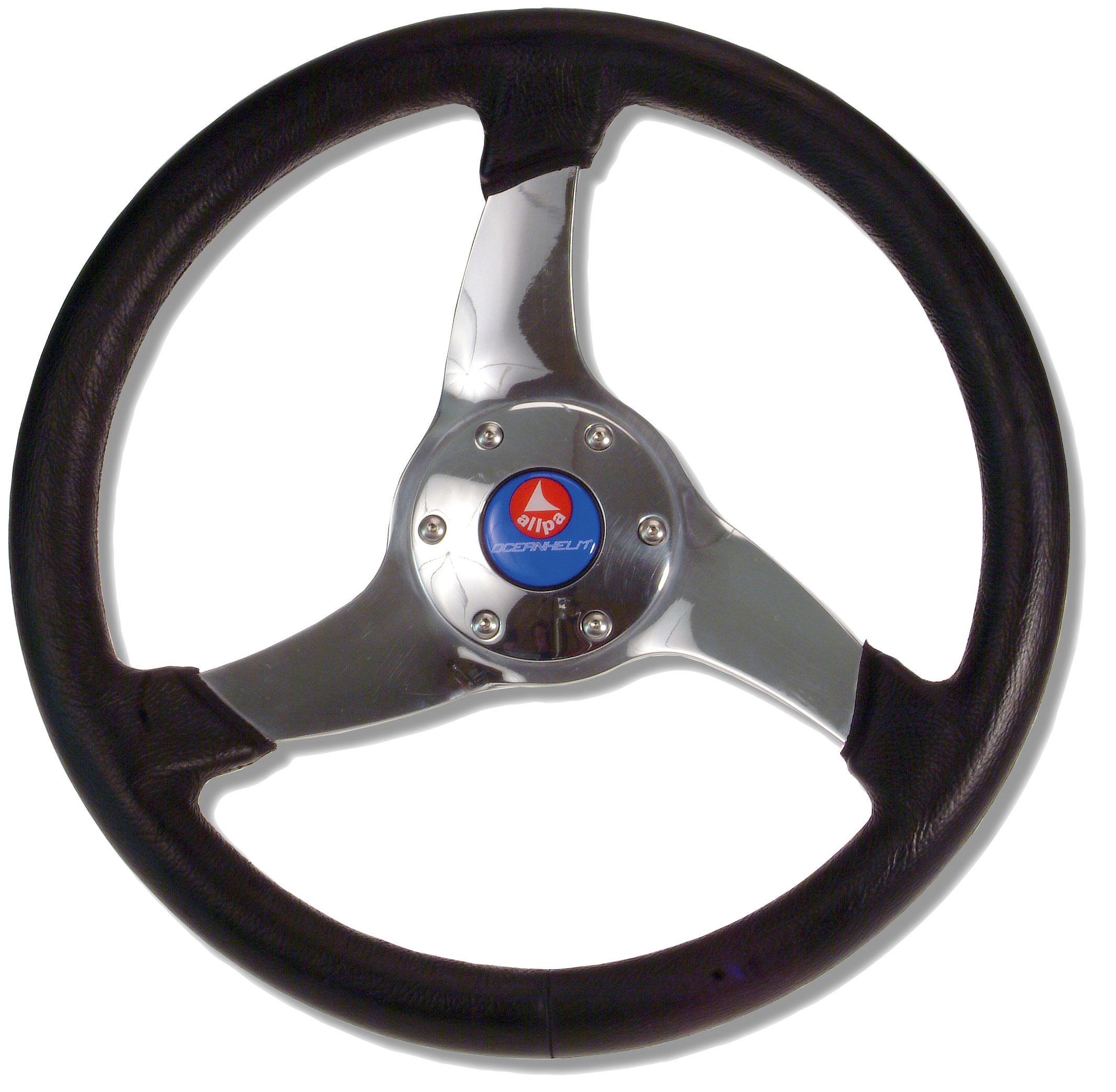 Allpa 3-Speichen Steuerrad 'Elica' Niro Mit Schwarzem Polyurethan Griff, Ø350mm, Tiefe 95mm