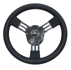 Allpa 3-Speichen Steuerrad 'Pegaso' Niro Mit Schwarzem Polyurethan-Griff, Ø300mm, Tiefe 60mm