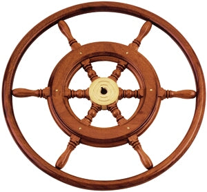 Allpa 6-Speichen Steuerrad 'Typ 3b' Klassiches Mahagoni Steuerrad Mit Holzgriff, Inkl. Adapter, Ø460mm