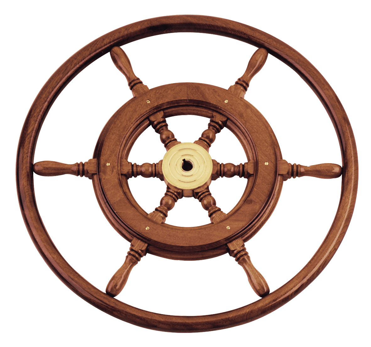 Allpa 6-Speichen Steuerrad 'Typ 3b' Klassiches Mahagoni Steuerrad Mit Holzgriff, Inkl. Adapter, Ø600mm