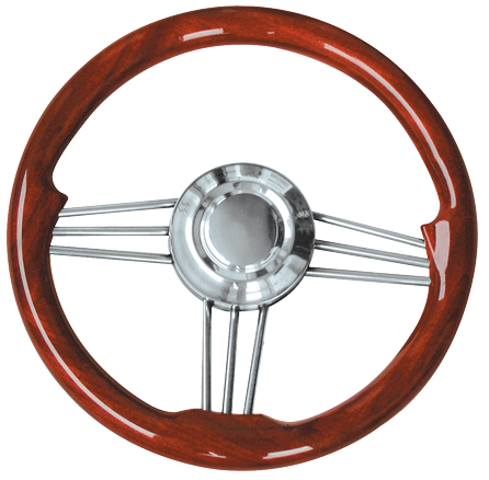 Allpa 3-Speichen Steuerrad 'Modell 15' Niro Mit Mahagoni-Holzgriff, Ø350mm, Tiefe 40mm