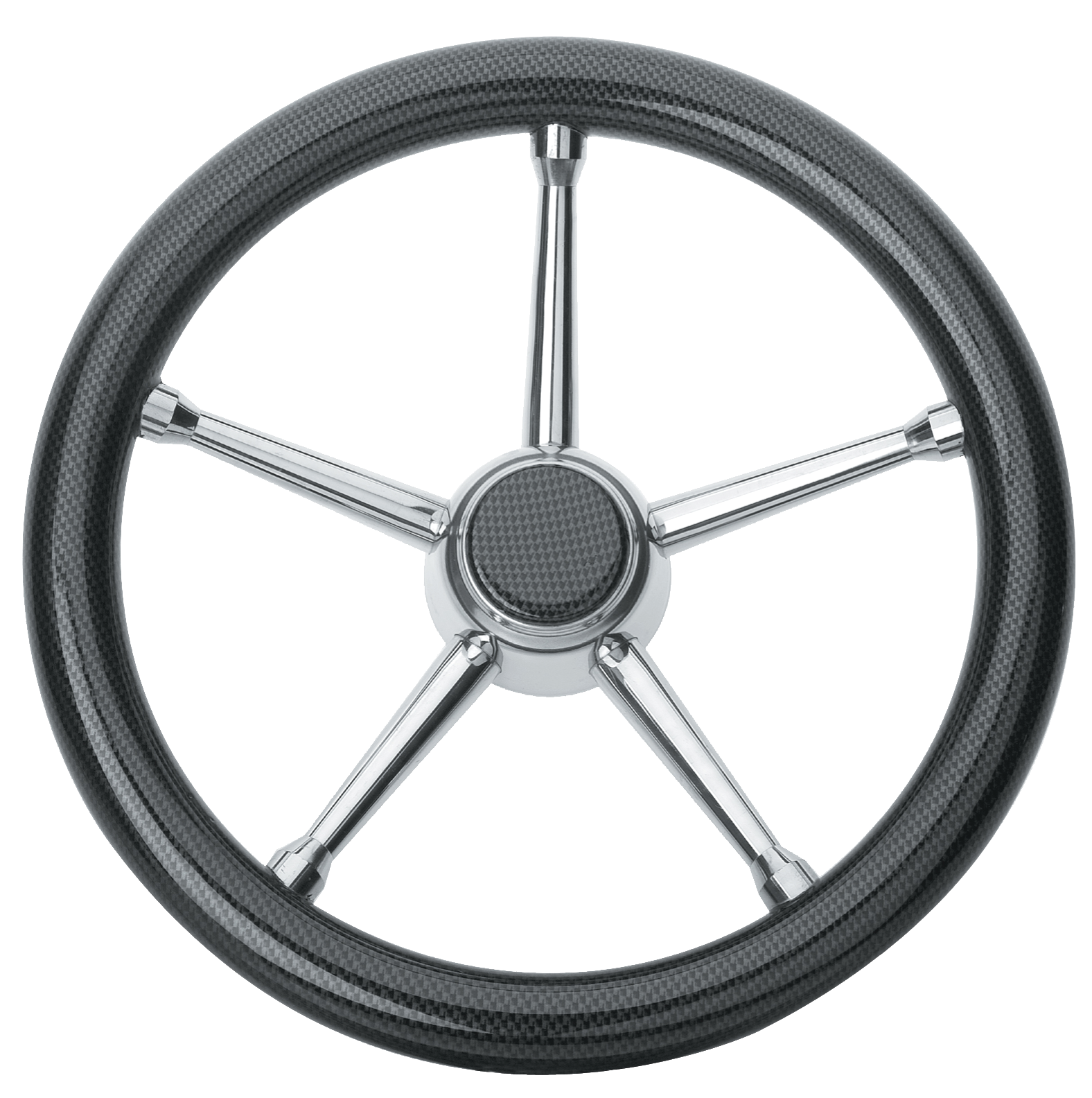 Allpa 5-Speichen Steuerrad 'Modell 18' Niro Mit Carbonlook-Griff, Ø350mm, Tiefe 60mm
