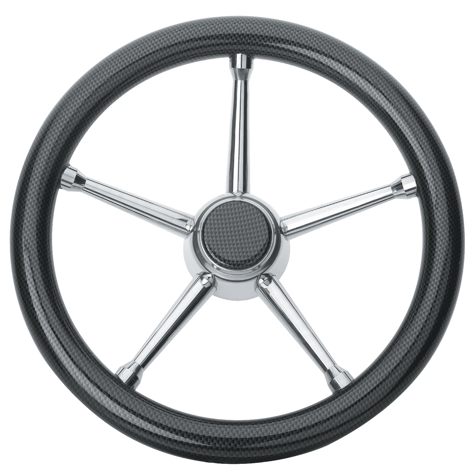 Allpa 5-Speichen Steuerrad 'Modell 18' Niro Mit Carbonlook-Griff, Ø350mm, Tiefe 60mm