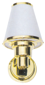 Allpa Messing Polierte Kabinenleuchte, Wandmontage, 12v/10w, Fußplatte Ø76mm, Mit Schalter