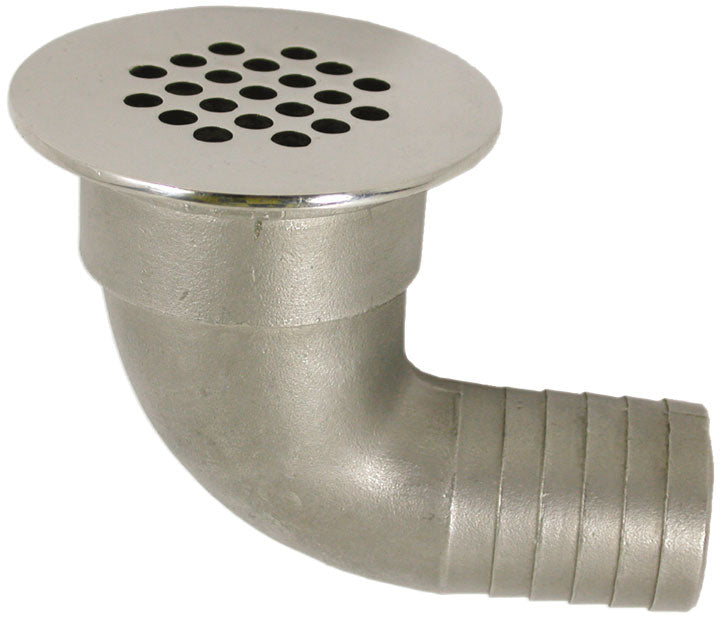 Allpa Niro Abfluss 90° Mit Gitter, Abm. A=25mm, B=15mm, C=36mm, D=42mm