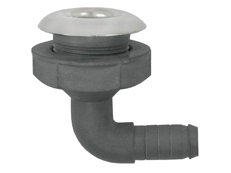 Allpa Kunststoff Rechtwinkliger Borddurchlass Mit Niro Flansch, Ø3/4"X19mm, L=81mm, Flansch Ø48mm
