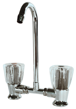Allpa Verchromter 2-Knöpfe-Mischhahn Mit Schwenkbarem 10mm-Auslauf, Anschluß 3/8"