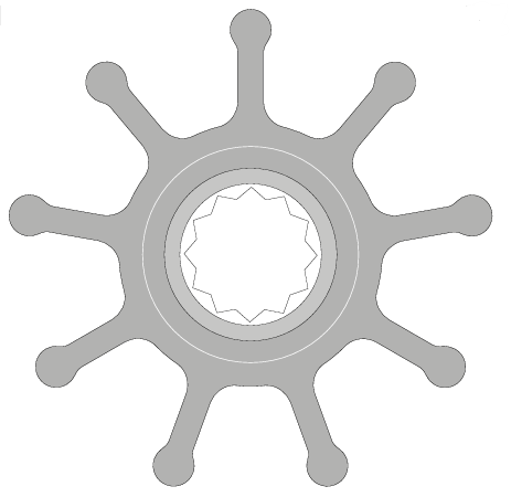 CEF Impeller Neopren 95 mm, 9 Flügel, inkl. Dichtung und Gummiplättchen, Volvo-Penta