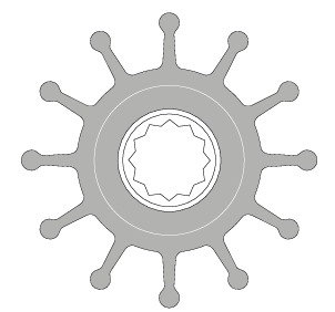 CEF Impeller Neopren 57 mm, 12 Flügel, für Johnson F6B-9, Yanmar 6LP/A