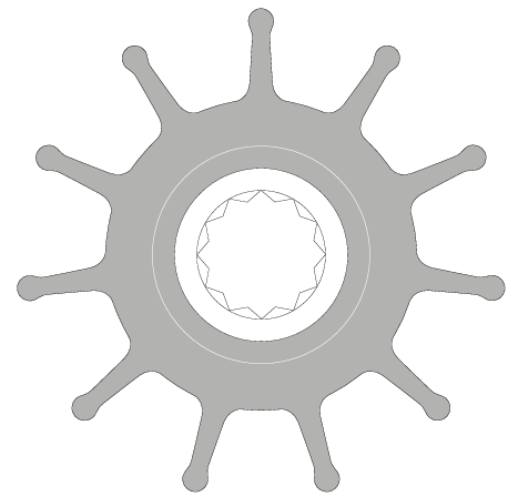 CEF Impeller Neopren 95 mm, 12 Flügel, inkl. Gummiplättchen, Volvo-Penta, Nanni