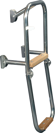 Allpa Niro Badeleiter, 2-Stufen Mit Holz Ausgekleidet, Abm. Ausgeklappt 240x685mm, Rohr Ø20mm