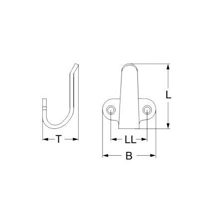 Haken Typ 2H Edelstahl gebürstet 30-56mm
