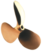 Radice 3-Blatt Bronzener Schiffspropeller Typ E13, 12"X10", Wellenbohrung Ø25mm, Konus 1:10, Rechts