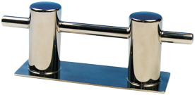 Niro Doppel-Poller Mit Fußplatte, M8 Bolzenmontage, Ø30mm, 160x55x95mm, Stock 210mm (Lochabstand: 100mm)