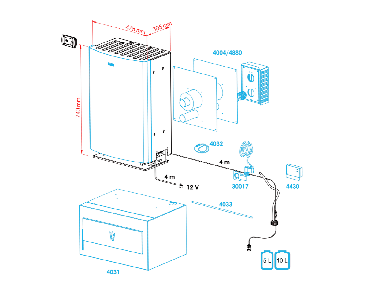 Wallas 40CC Luftheizung Hütten-Heizung weiß oder grau