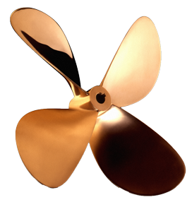 4-Blatt Bronzener Schiffspropeller Typ B7, 16"X15", Wellenbohrung Ø30mm, Konus 1:10, Rechts