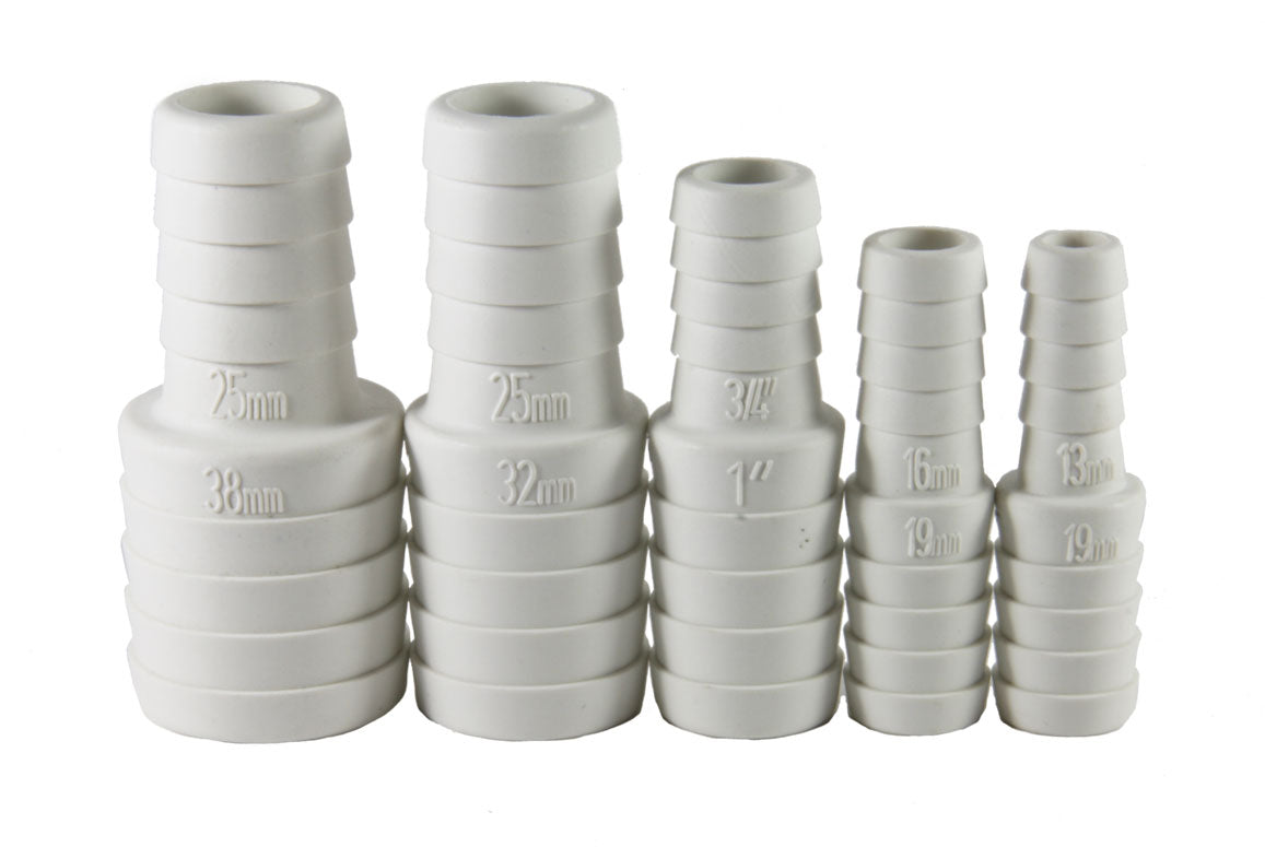 Allpa Kunststoff Schlauchreduzierstück, Ø19x13mm, Weiß