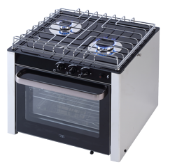 Allpa Niro Einbau-Ofen Mit 2-Flammiger Kochplatte Mit Glastop (500x431x458mm)