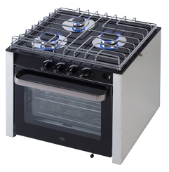 Allpa Niro Einbau-Ofen Mit 3-Flammiger Kochplatte Mit Glastop (500x431x460mm)