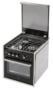 Allpa Niro Einbau-Ofen Mit 3-Flammiger Kochplatte, Glastop Und Ofen + Grill