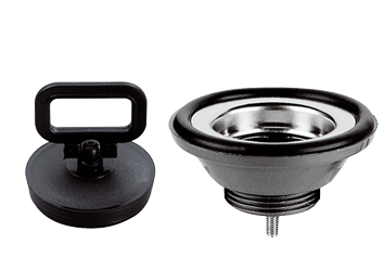 Allpa Kunststoff Gerader Abfluß, 1-1/4", Mit Niro Sieb & Gummi Stopfen