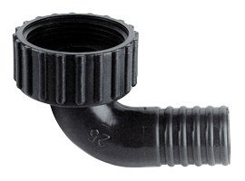 Allpa Kunststoff Rechtwinkliger Anschluss, 1-1/4", Mit Rechteckigem Schlauchanschluß Ø25mm