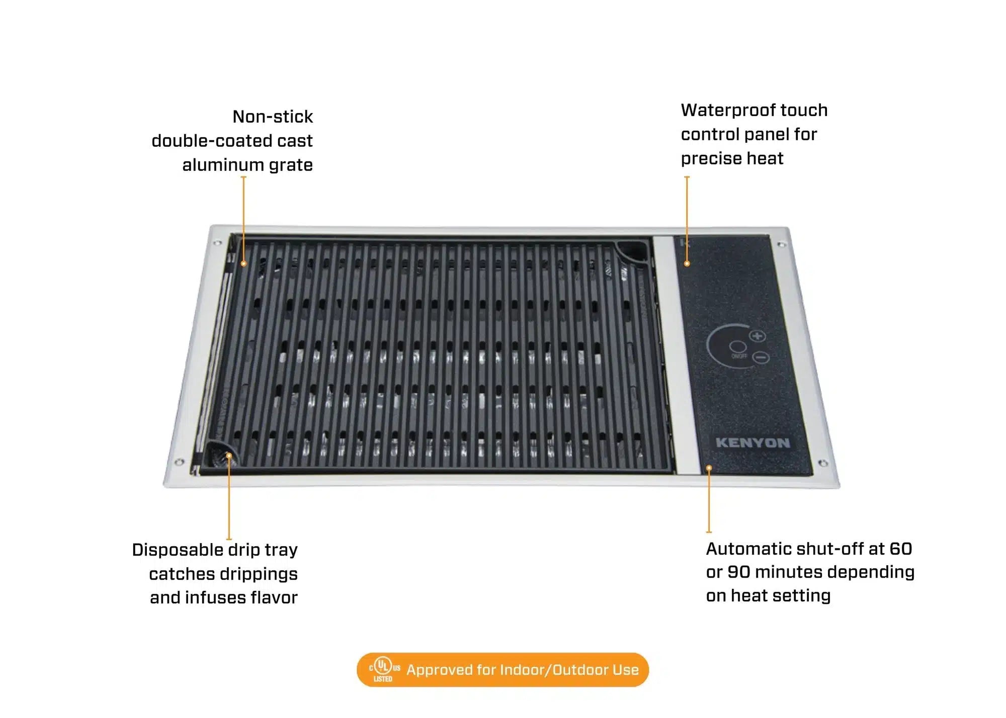 Kenyon No Lid Grillplatte  EXT 220V 50-60 HZ Lite Touch, Landscape