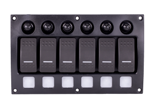 Sierra Schalttafel 12-24v, Ip66, 6 Positionen, Led-Indikatoren & Automatische Sicherungen