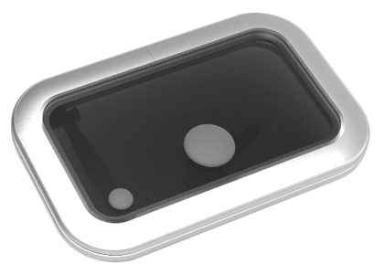 Goïot Aluminium Luken Modell 'Opal 20', Satin, Abm. 401x256mm, Lochmaß 347x202mm, Rahmen 15mm