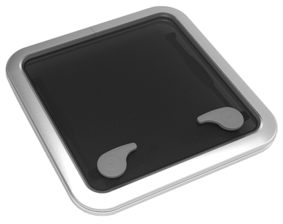 Goïot Aluminium Luken Modell 'Opal 40', Satin, Abm. 475x475mm, Lochmaß 421x421mm, Rahmen 15mm