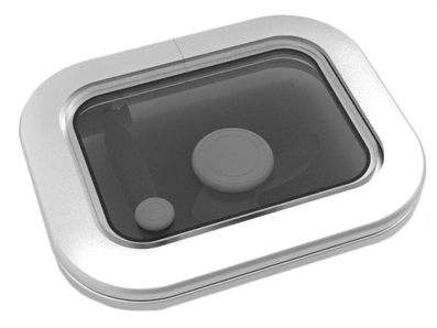 Goïot Aluminium Luken Modell 'Opal 03', Satin, Abm. 285x230mm, Lochmaß 231x176mm, Rahmen 15mm