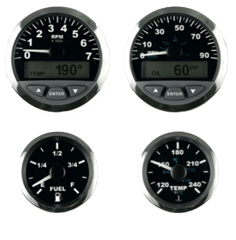 Allpa Matrix Voltanzeiger 10-16vdc, 2", Schwarz Mit Niro Rand