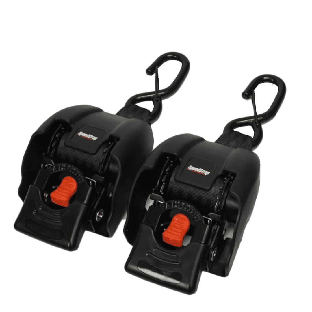 Speedstrap Stahl-Spanngurte, automatisch aufrollbar, mit Snap S-Haken (2er-Pack)