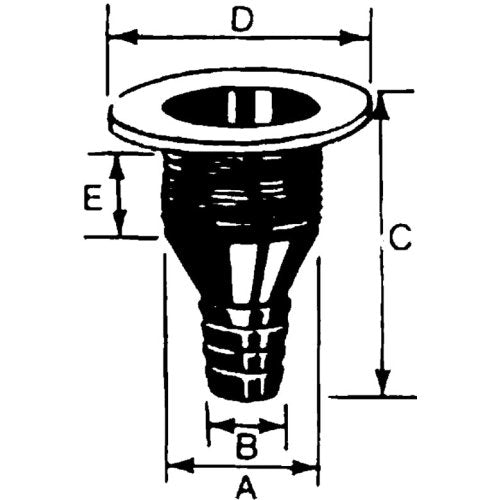 Allpa Kunststoff Borddurchlass, 1-1/4", Abm. A=46mm, B=30mm, C=95mm, D=76mm, E=55mm, Weiß