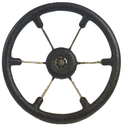 Allpa 6-Speichen Steuerrad 'Leader Tanegum' Niro Mit Schwarzem Polyurethan-Griff, Ø410mm, Tiefe 100mm