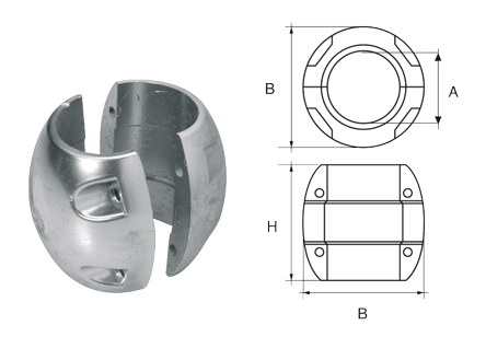 Allpa Aluminium Anode Für Ø20mm Welle, Kugelförmig