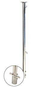 Allpa Niro Flaggenstock, L=1m Ø25mm, Mit 2 Haken Mit Klicksystem