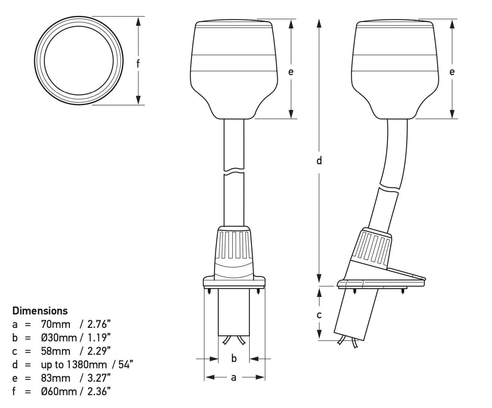 Hella NaviLED 360 Compact Steckbare Masthalterung 2 sm Ankerlaterne