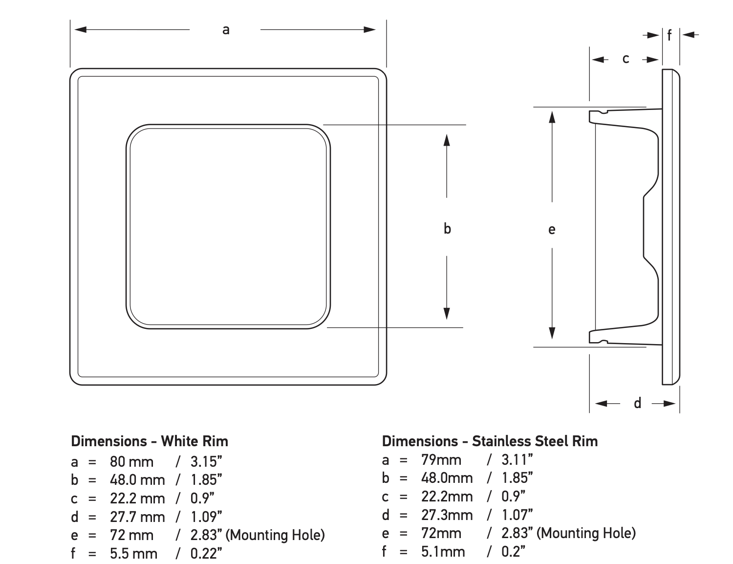 Hella marine - EuroLED 95 Deckenleuchte Einbauschraubmontage eckig