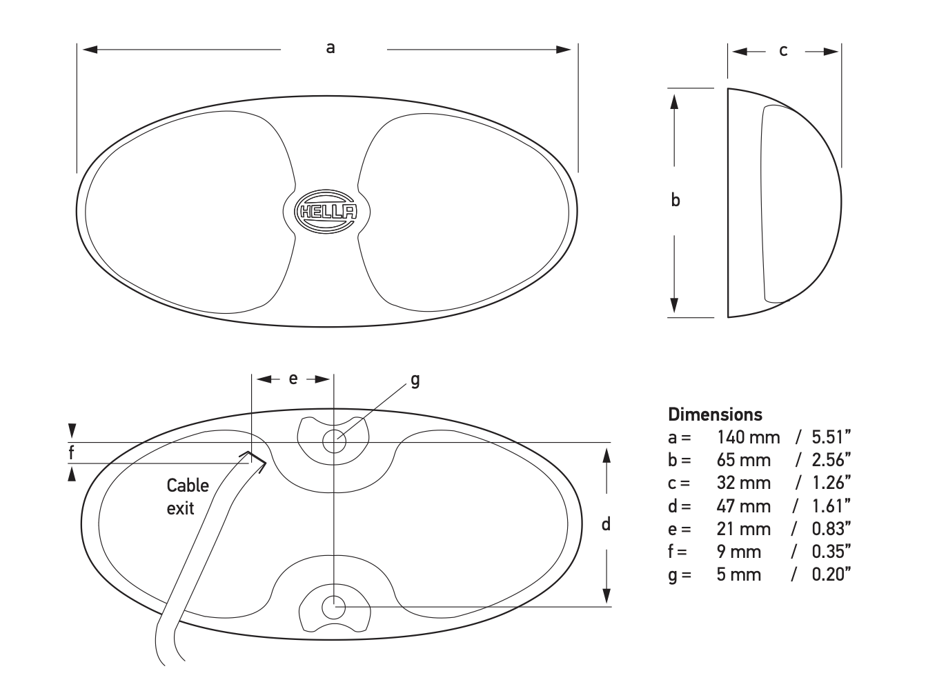 Hella DuraLED 12 Weiss mit Schalter