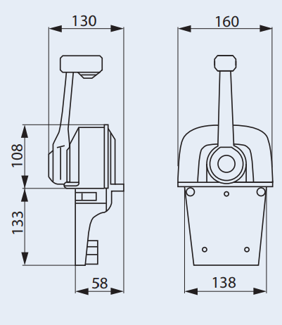 ULTRAFLEX Einhebelschaltung B65 Alu verchromt für 1 Motor