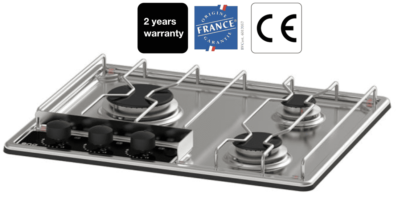 Eno Master 3-flammiger Edelstahl Einbaukocher ohne E-Zündung