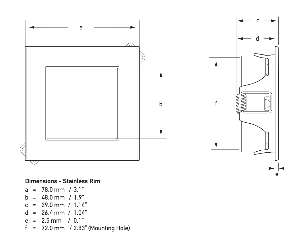 Hella marine - EuroLED 95 Deckenleuchte Federhalterung Eckig