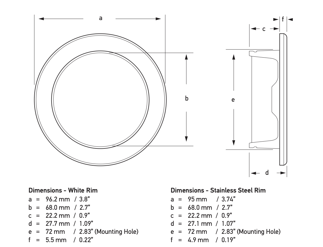 Hella marine - EuroLED 95 Deckenleuchte Einbauschraubmontage rund