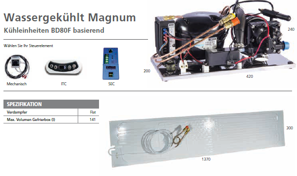 Isotherm Magnum Seewasserkühlung Gefrieranlage mechanisches Thermostat 12/24V bis max. 141 Liter (2607)